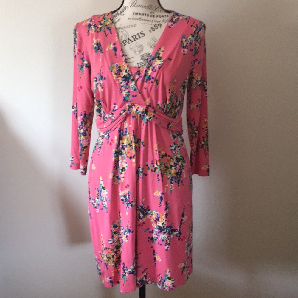 Boden Pink Floral Jersey Dress Size 10